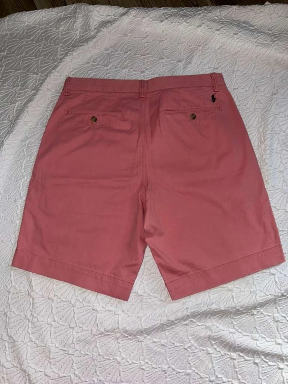 Polo by Ralph Lauren Men's Coral Pink Flat Front Cotton Shorts